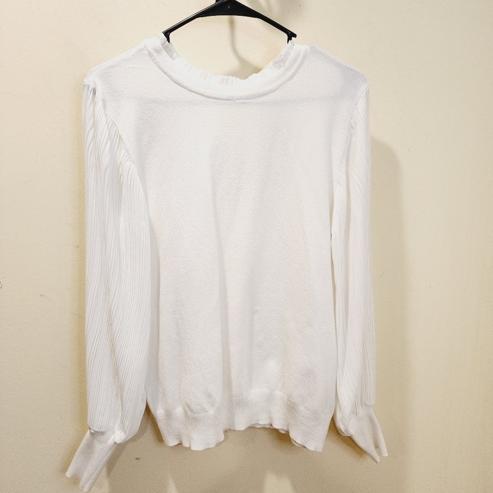 SIONI Milano White Pullover button Neck Sweater Top size M